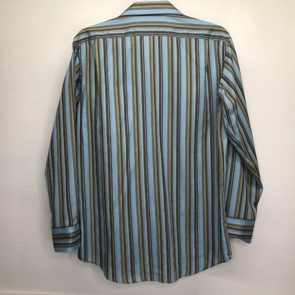 Lacoste Button Front L Blue Striped Long Sleeve - Picture 4 of 8